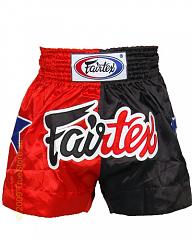 Fairtex Muay Thai short Red & Black Satin
