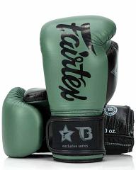 Fairtex X Booster BGVB2 leather boxing gloves in olive green/bla