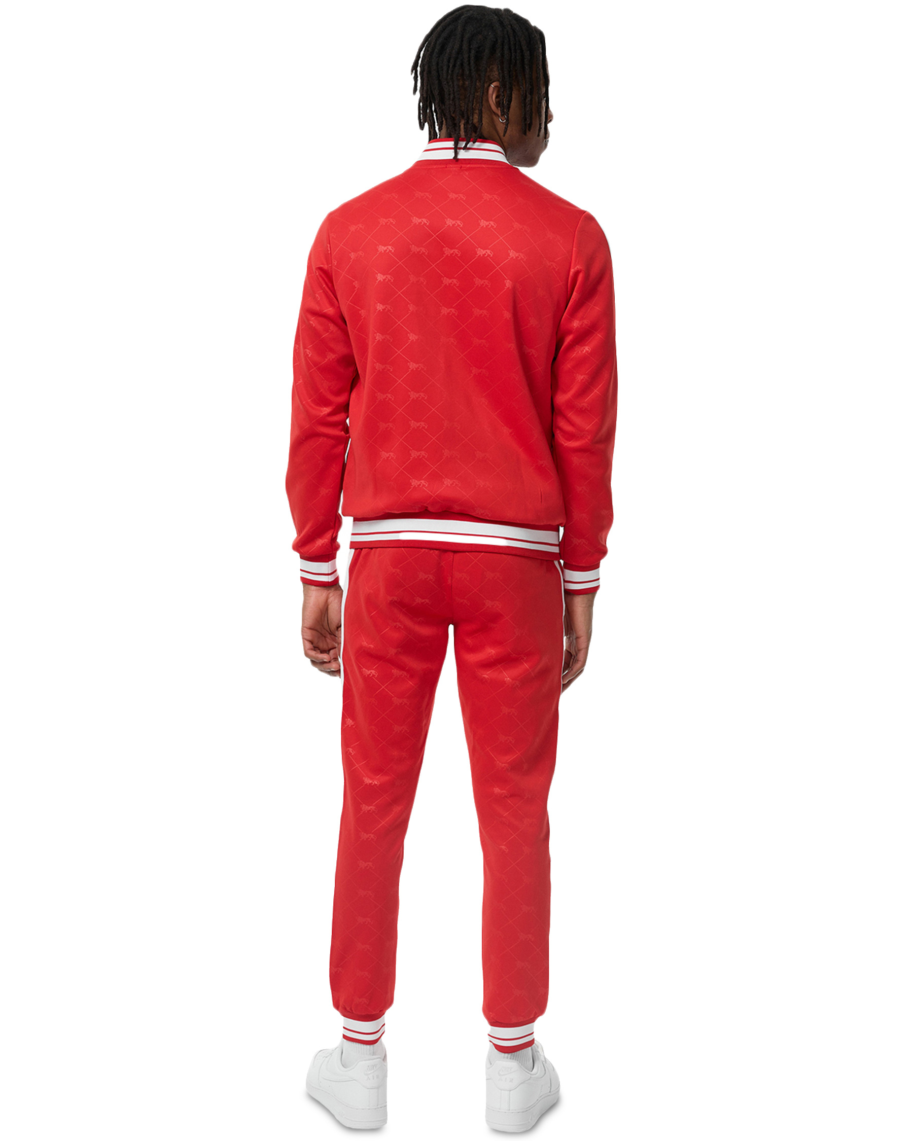 Stretch Tracksuit 'Bulls' Zwart en Rood met Strepen - Trainingspak voo