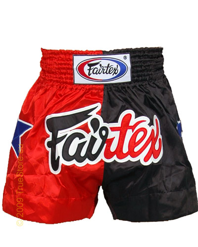 Fairtex Muay Thai Short Red & Black Satin