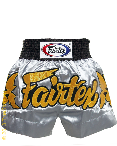 længes efter jord adjektiv Fairtex Muay Thai short Gold Leaves Silver - Gym- and Ringwear - Fairtex, Muay  Thai and MMA Shop