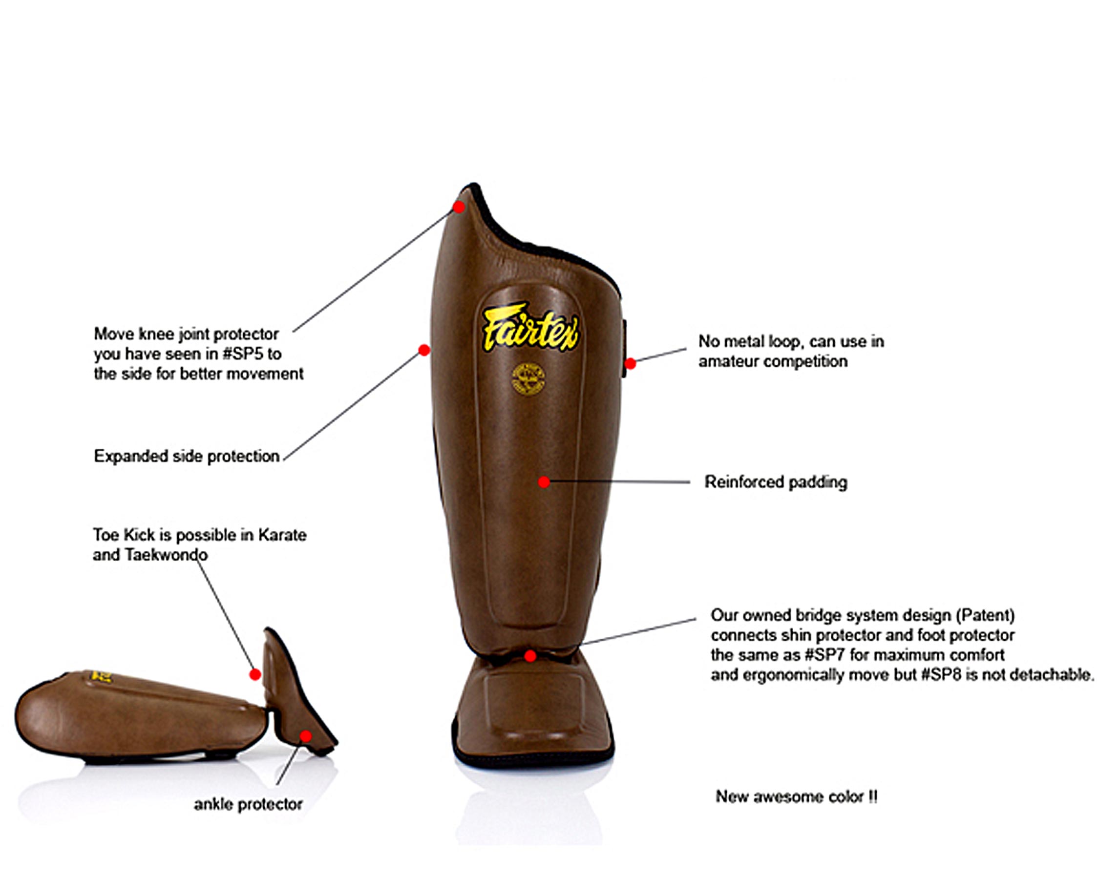 Fairtex SP8 Shin Guards Muay Thai Kick Boxing Training Shin Pads Protection MMA