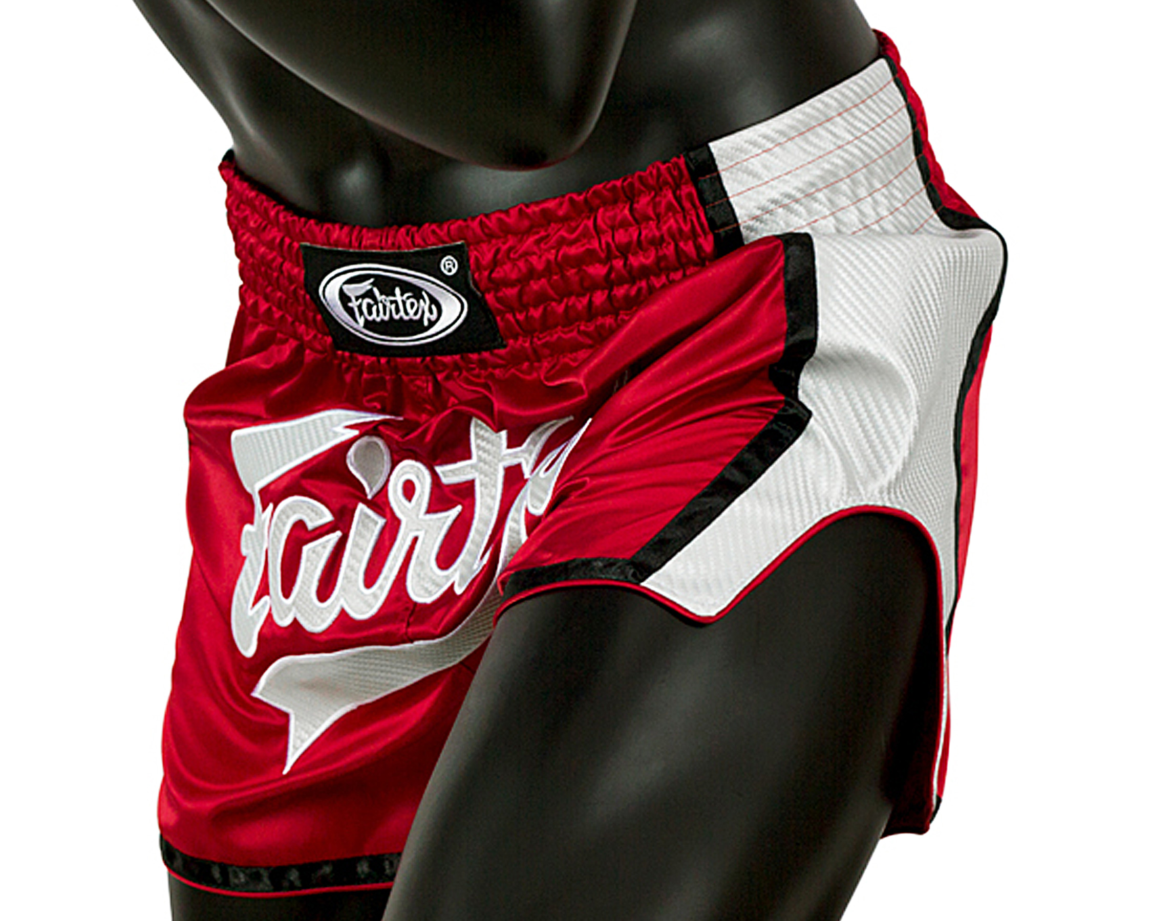 BS1704 Fairtex Red-White Slim Cut Muay Thai Boxing Shorts