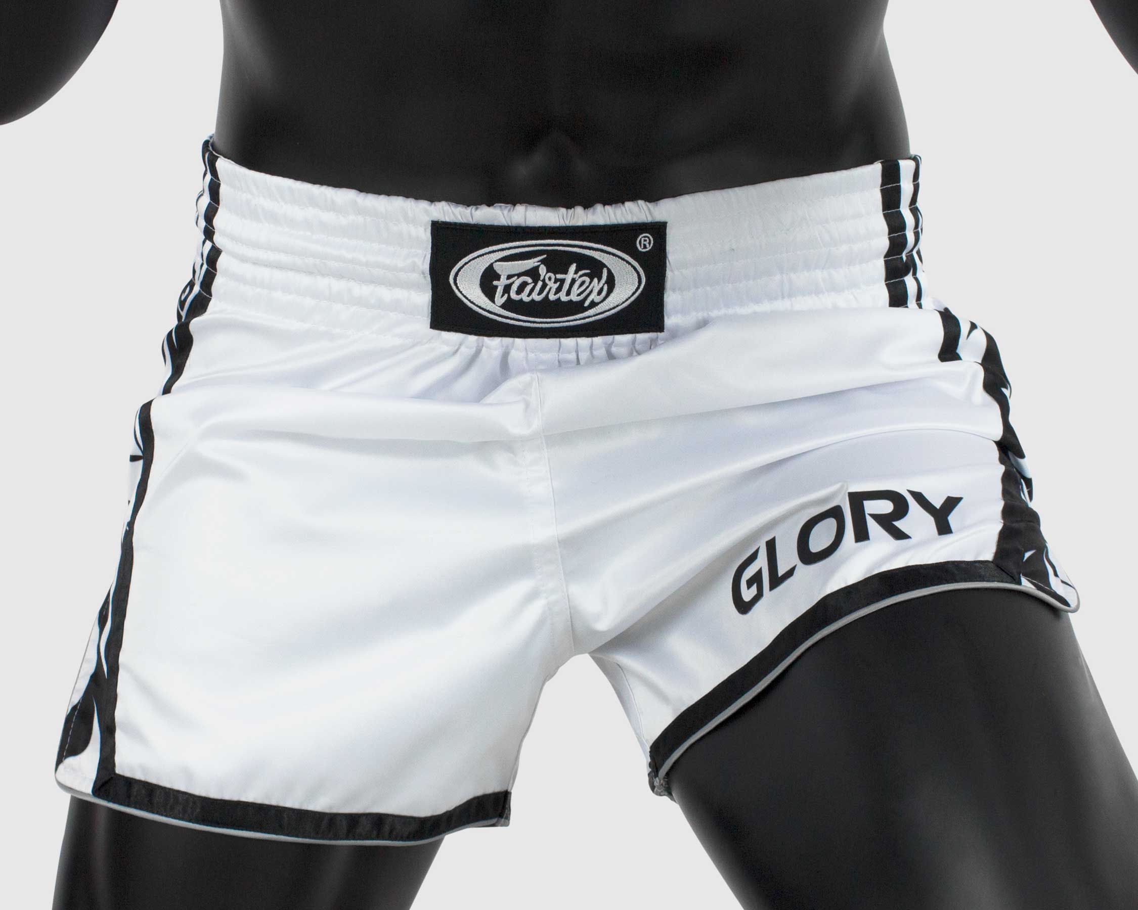 Fairtex BSG3 GLORY fightshorts white/black