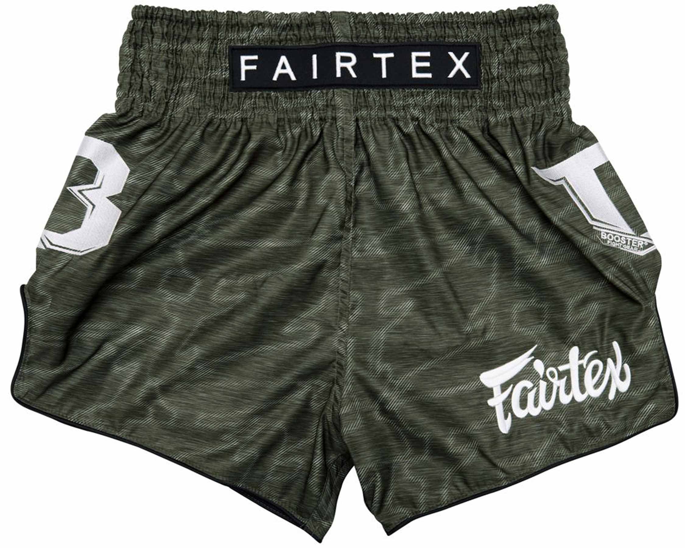 Fairtex X Booster Thaiboxhose Large Logo Armeegrün