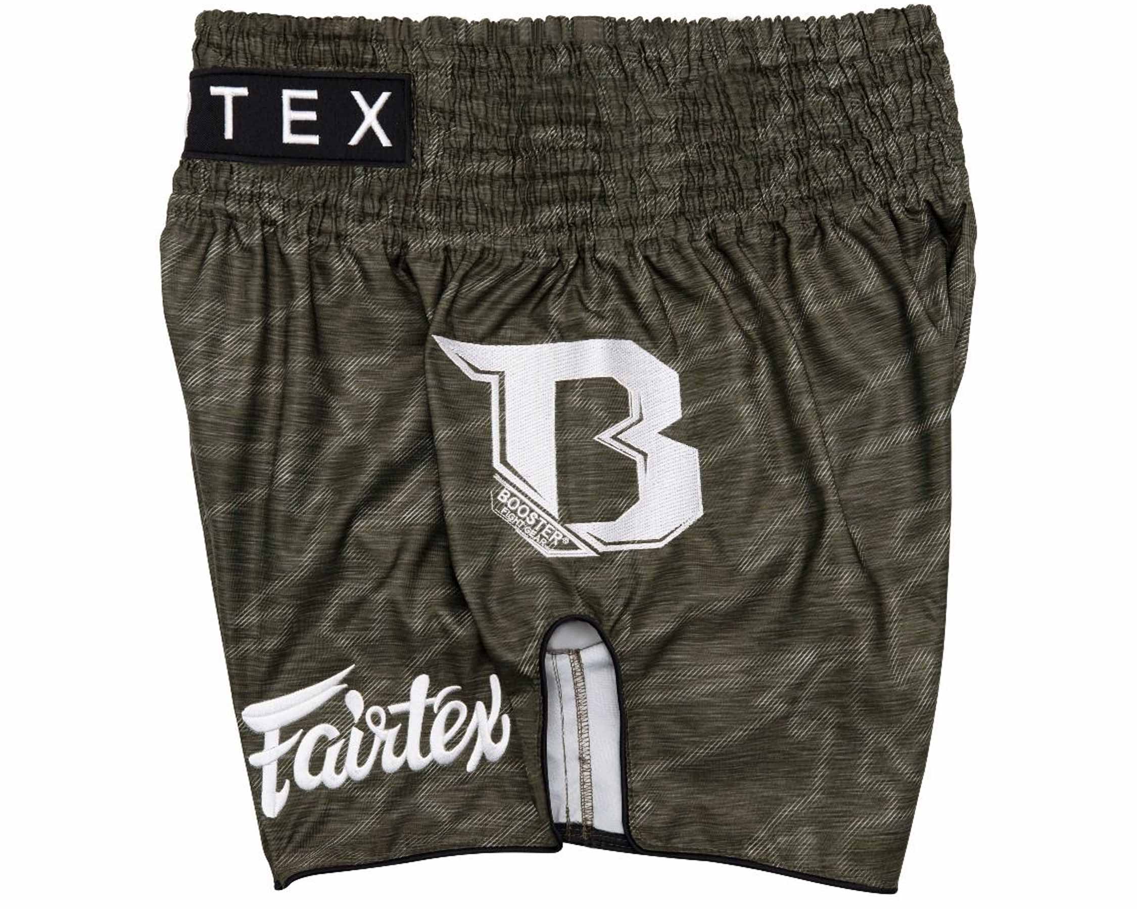 Fairtex X Booster Thaiboxhose Large Logo Armeegrün