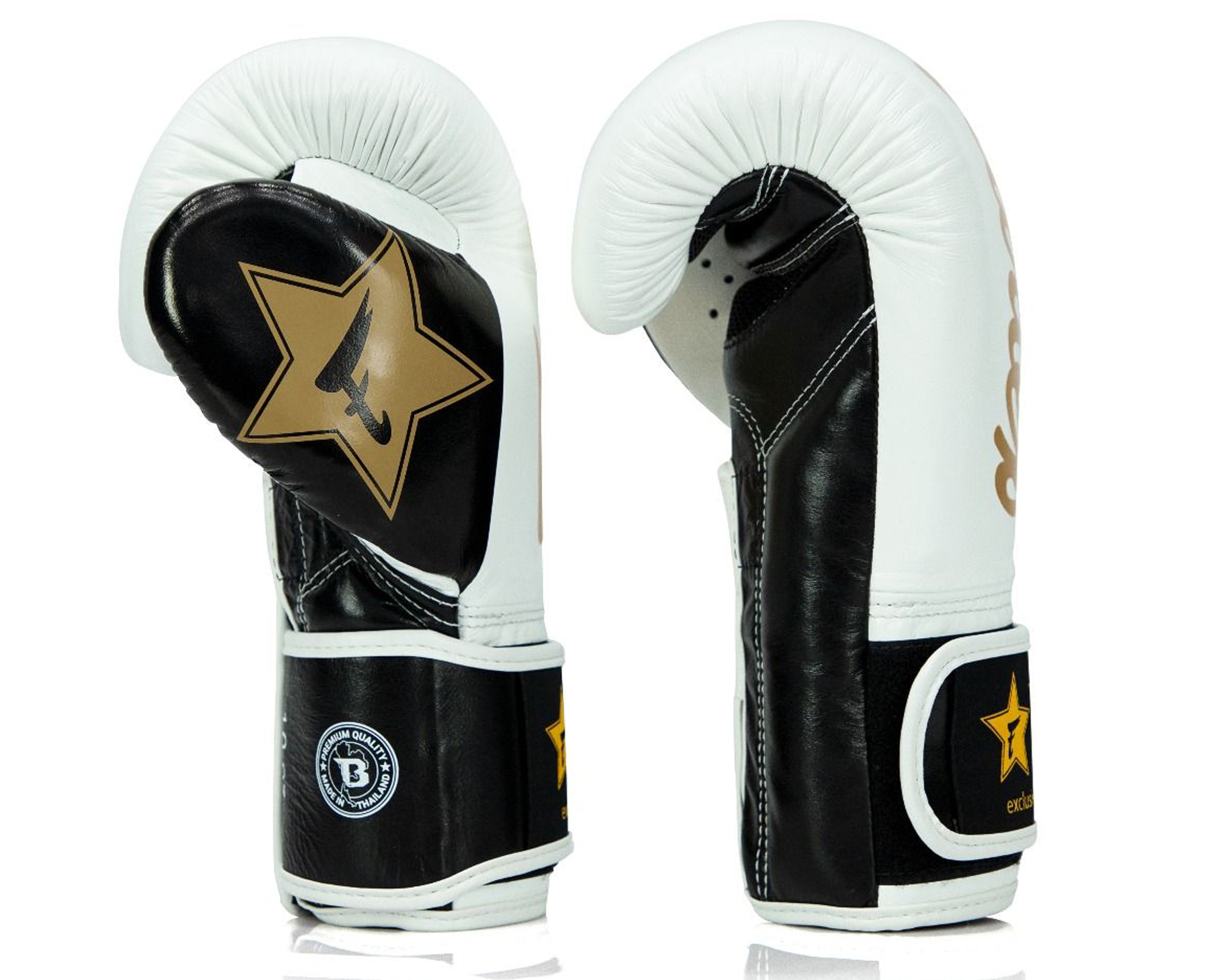 Fairtex X Booster BGVB2 Leder Boxshandschuhe in weiß/schwarz/gol