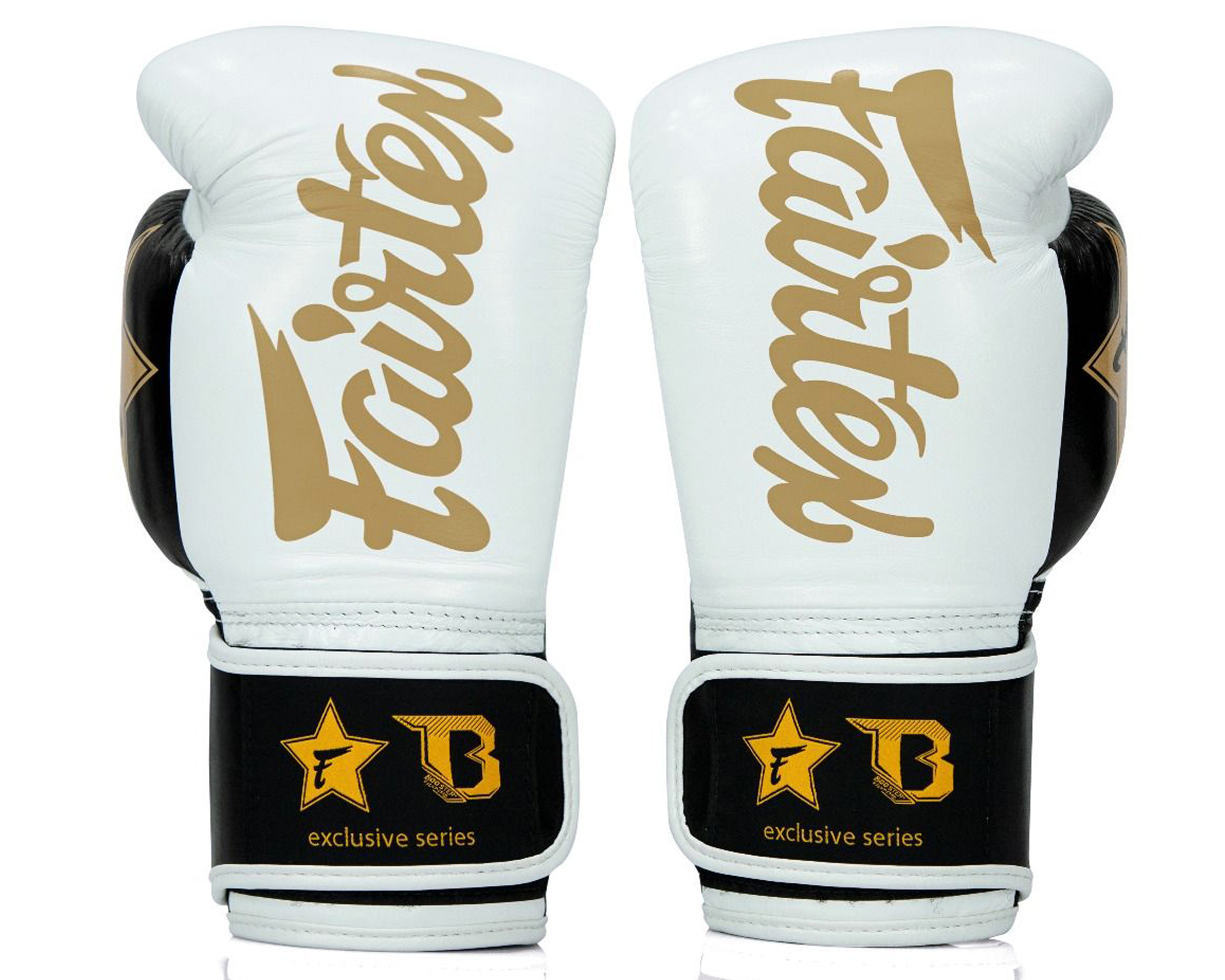 Fairtex X Booster BGVB2 Leder Boxshandschuhe in weiß/schwarz/gol