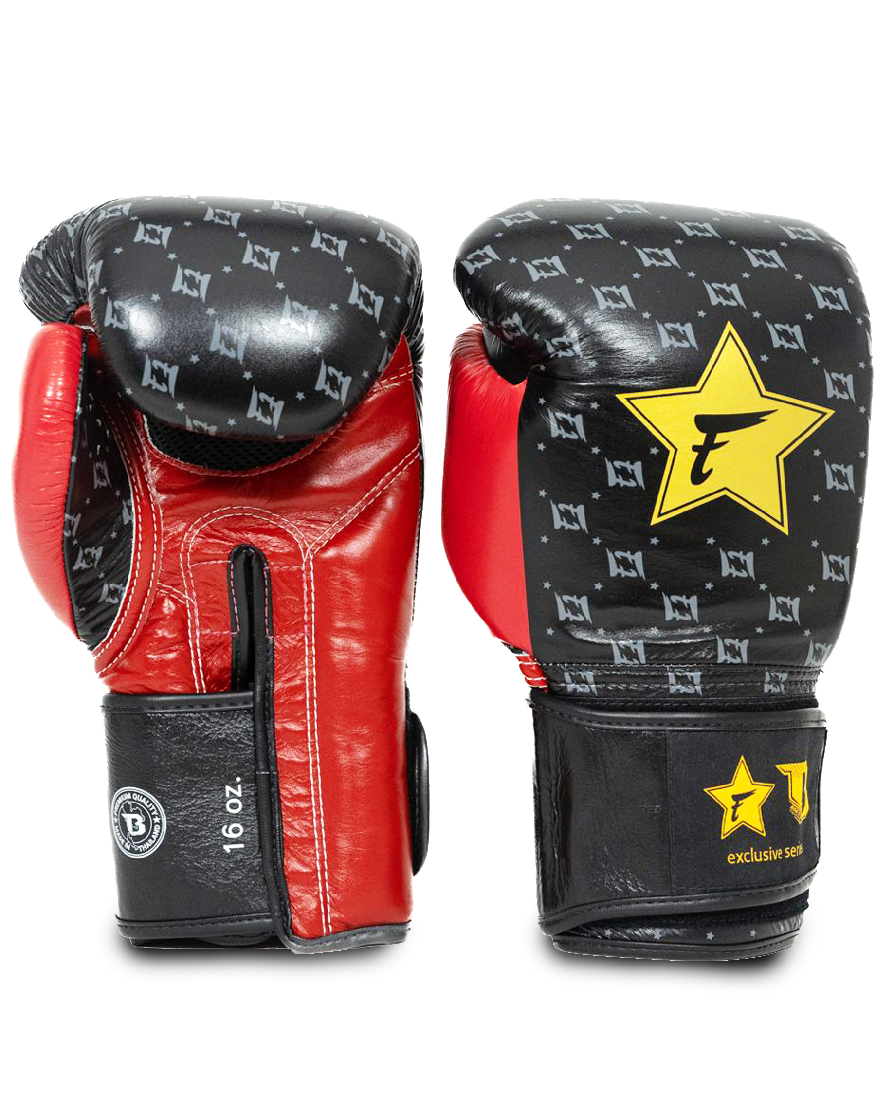 Fairtex X Booster Leder Boxhandschuhe Star in schwarz/rot
