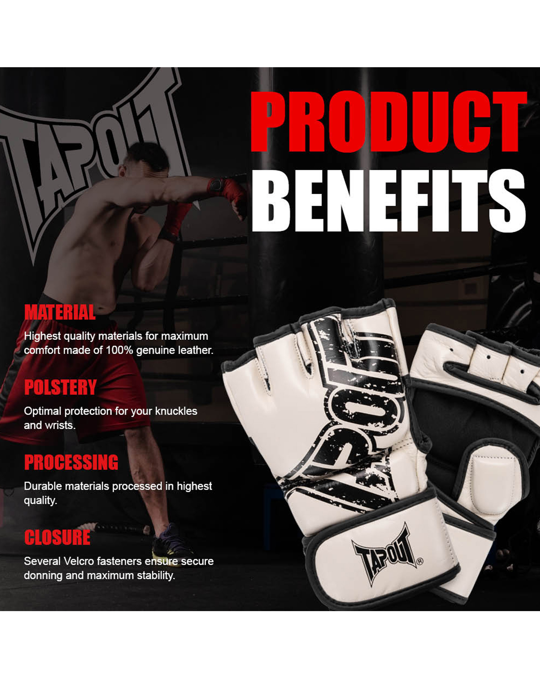 TapouT Leder MMA Trainingshandschuhe Canyon