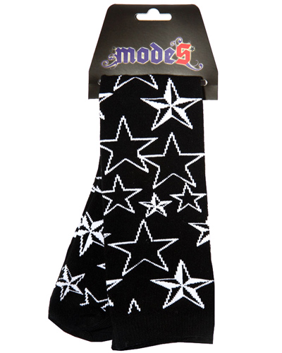 ModeS black Girlie knee socks with stars 3