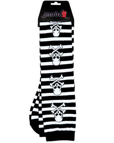 ModeS Girlie black / white ringers overknees with skulls 3