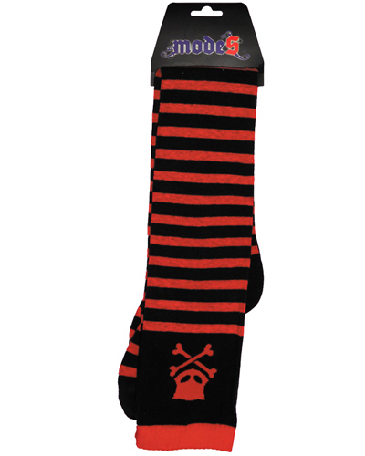 ModeS Girlie black / red ringers overknees with cat-skulls 3