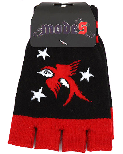 ModeS Girlie fingerless gloves with Swallows and Stars 3