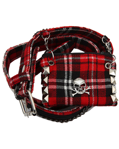 ModeS red tartan belt with a beltpoclet