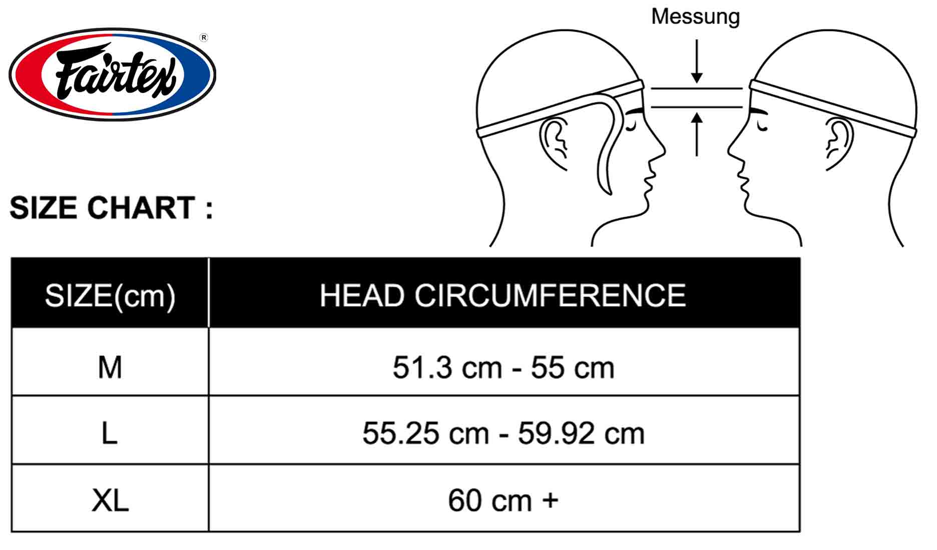 Headgear Size Chart