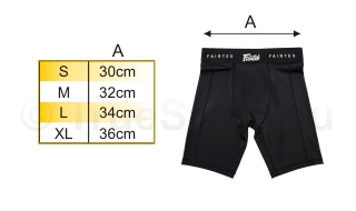 Maßangabe Fairtex GC3 Kompressionshorts mit Suspensorium