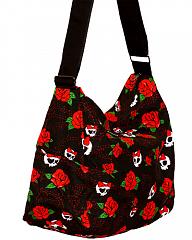 ModeS schoudertas met rozen en doodskoppen