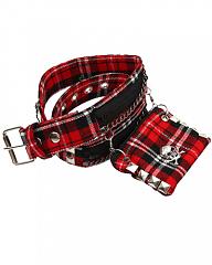 ModeS red tartan belt with a beltpoclet
