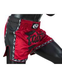 Fairtex Muay Thai Short BS1703 Rot/Schwarz Satin 2