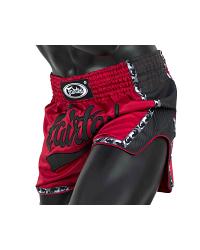 Fairtex Muay Thai Short BS1703 Rot/Schwarz Satin 3