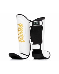 Fairtex X Booster Instep-, and shinguards in white 2