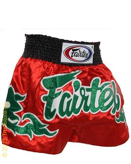 Fairtex Muay Thai Short Red - Green Thai Art 3