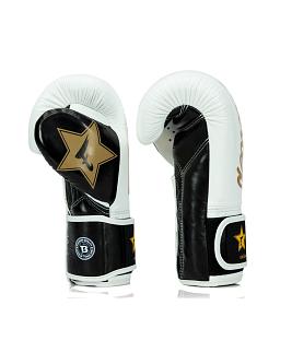 Fairtex X Booster BGVB2 leather boxing gloves in white/black/gol 3