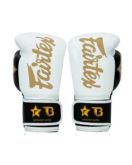 Fairtex X Booster BGVB2 leather boxing gloves in white/black/gol 2