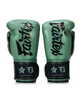 Fairtex X Booster BGVB2 leather boxing gloves in olive green/bla 2