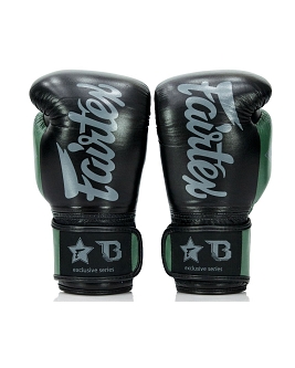 Fairtex X Booster BGVB2 leather boxing gloves in black/olive gre 2