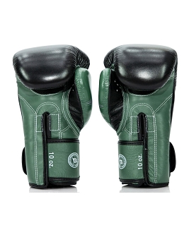 Fairtex X Booster BGVB2 leather boxing gloves in black/olive gre 4