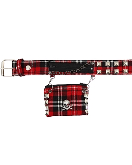 ModeS red tartan belt with a beltpoclet 3