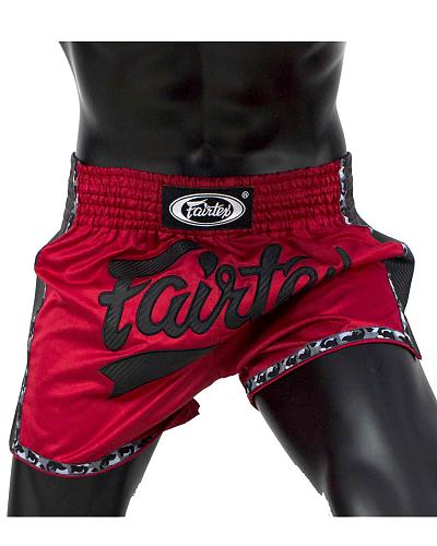 Fairtex Muay Thai Short BS1703 Rot/Schwarz Satin