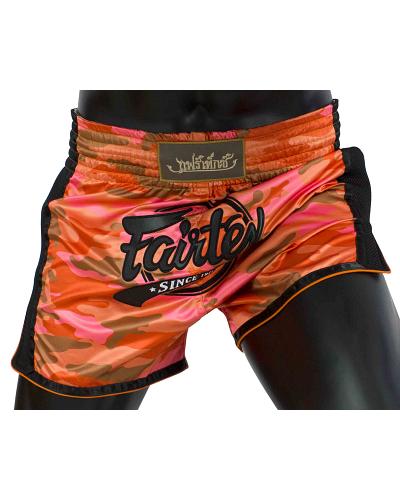 Fairtex BS1711 muay thai shorts Camo Orange 1
