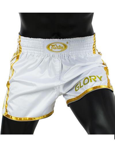 Fairtex BSG2 GLORY fightshorts white/gold