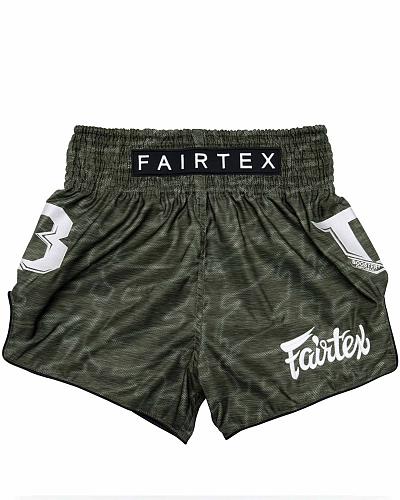 Fairtex X Booster Thaiboxhose Large Logo Armeegrün