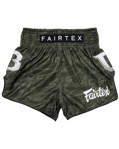 Fairtex X Booster thaiboks shorts Large Logo Legergroen 1