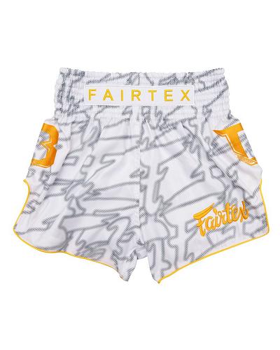 Fairtex X Booster Thaiboxing Trunks Large Logo White 1