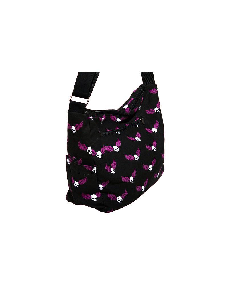 ModeS Schultertasche mit geflügelten Totenköpfen 1