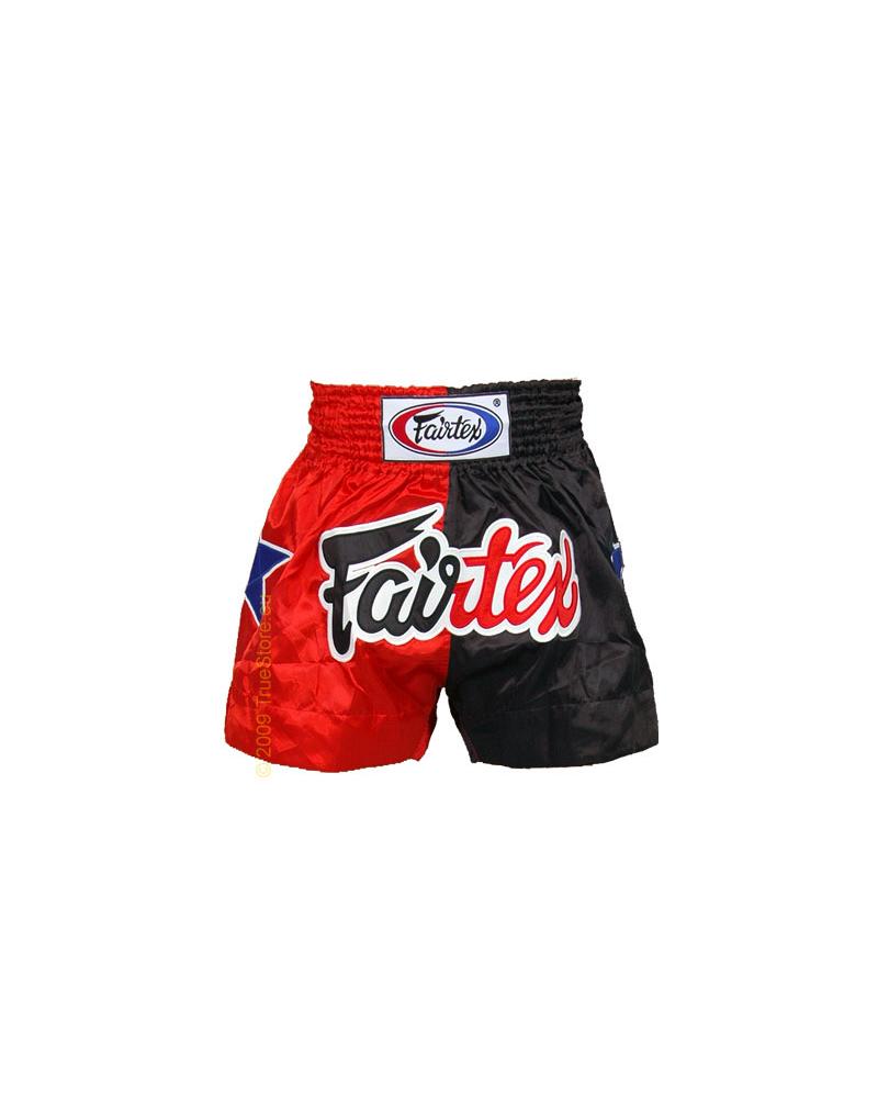 Fairtex Muay Thai Short Red & Black Satin 1