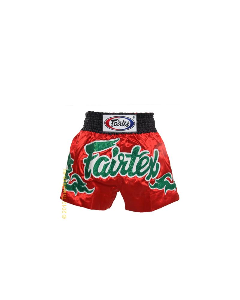 Fairtex Muay Thai short Red - Green Thai Art 1