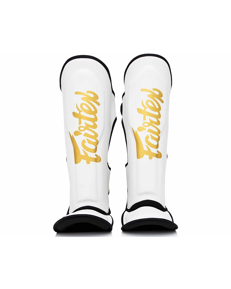Fairtex X Booster Instep-, and shinguards in white 1