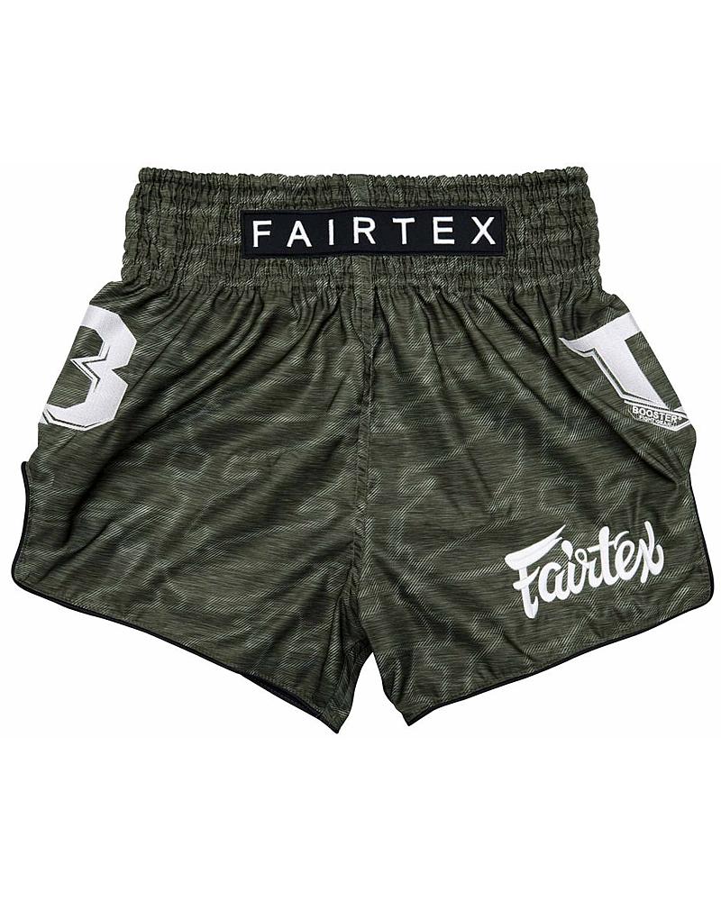 Fairtex X Booster Thaiboxhose Large Logo Armeegrün 1