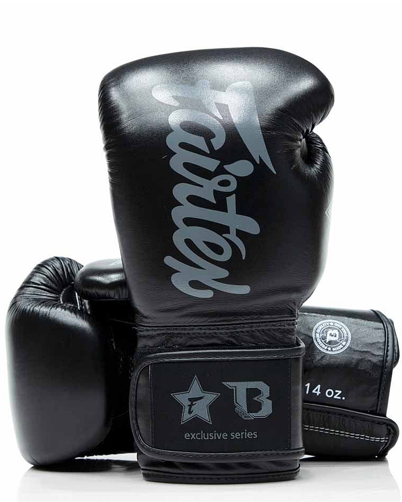 Fairtex X Booster BGVB2 leather boxing gloves in black/black 1